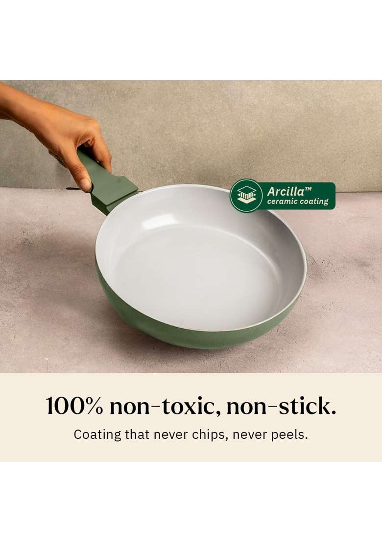 Ember Cookware Arcilla Ceramic Frying Pan | 24 cm | 9.4 Inch | Non-Toxic | Non-Stick - Indya