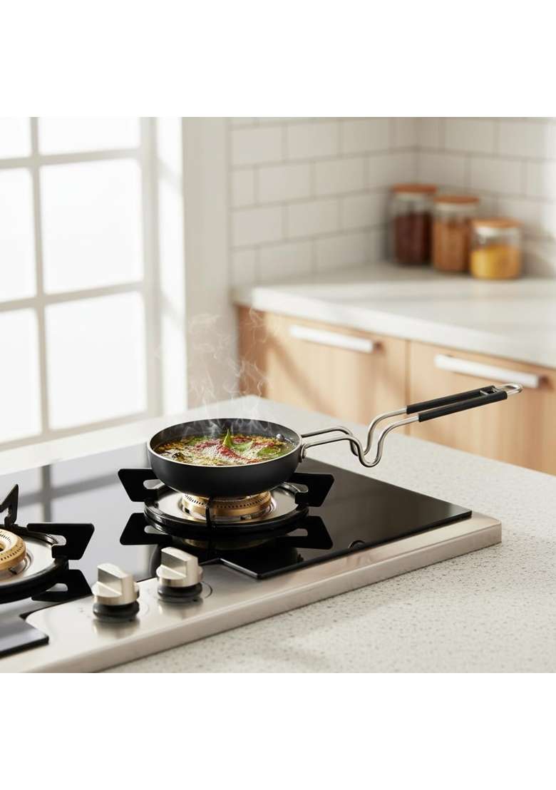 LAZYwindow Iron Tadka Pan with Steel Handle | 12 cm | 4.7 Inch - Indya