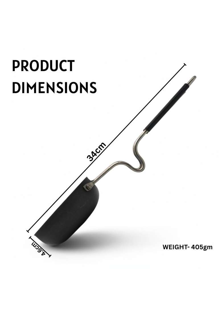 LAZYwindow Iron Tadka Pan with Steel Handle | Induction Compatible - Indya