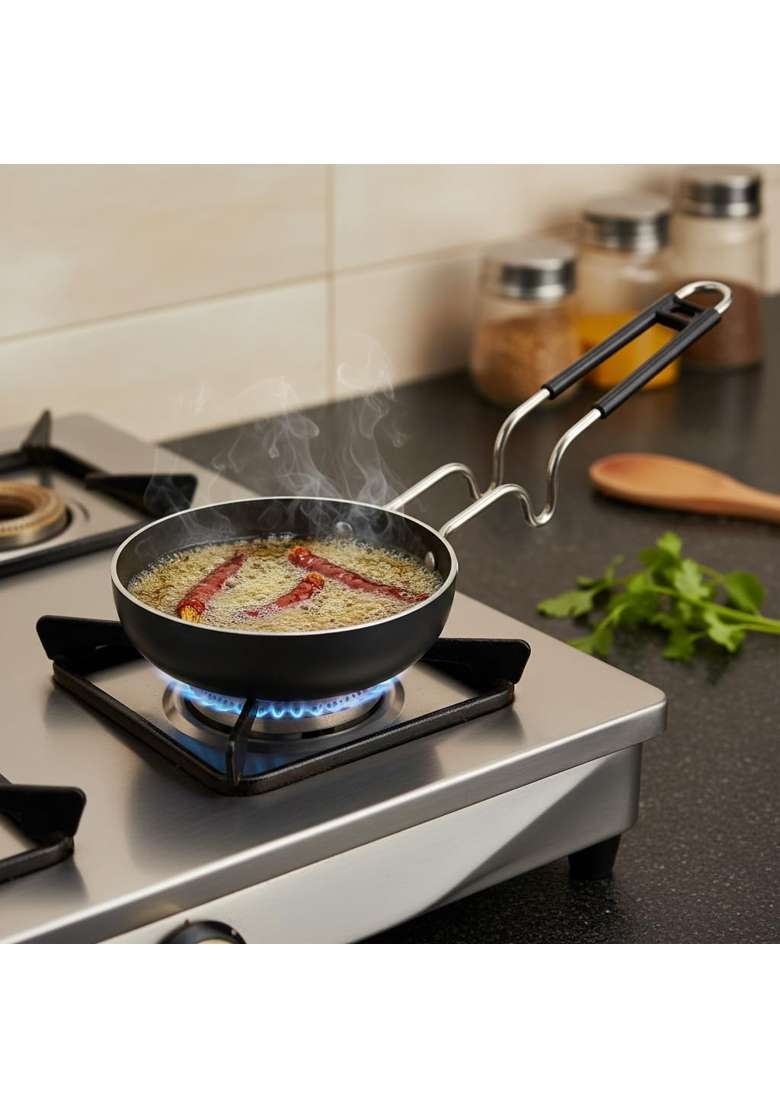 LAZYwindow Iron Tadka Pan with Steel Handle | Induction Compatible - Indya