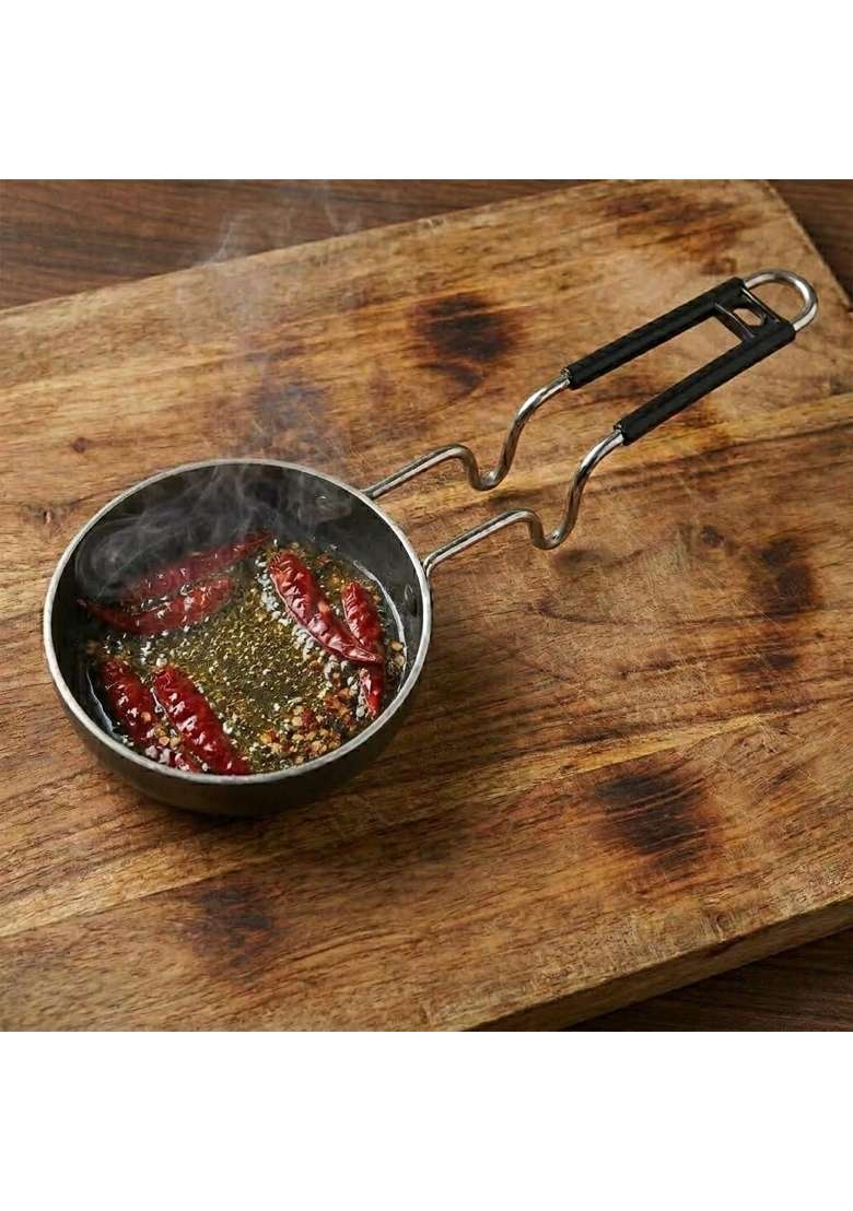 LAZYwindow Iron Tadka Pan with Steel Handle | 12 cm | 4.7 Inch | Induction Compatible - Indya