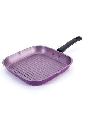 Wonderchef Valencia Non-Stick Grill Pan for Kitchen | 24 cm | 9.4 Inch | Induction Compatible | PFOA Free | Non-Toxic