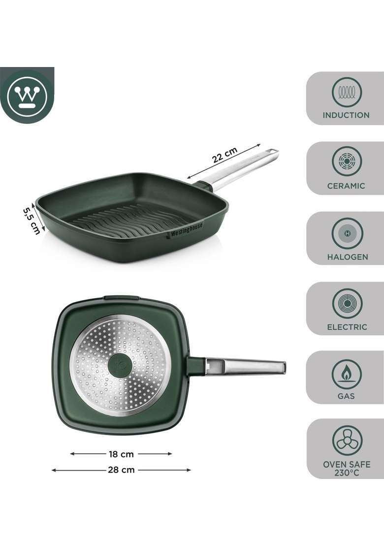 Westinghouse Performance Series Wcfp0095g28sg Induction Grill Pan Steak Pan for Induction | 28 cm | 11 Inch - Indya