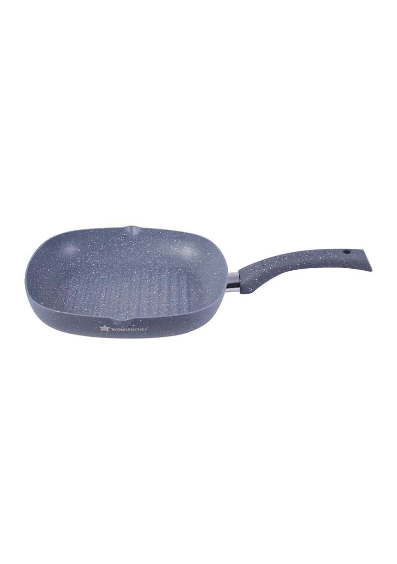 Wonderchef Granite Non-Stick Grill Pan for Kitchen | 1.8 L | 1.9 Qt | 24 cm | 9.4 Inch | Induction Compatible | PFOA Free | Non-Toxic - Indya