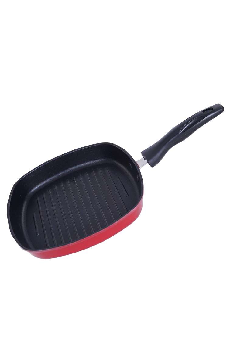NIRLON Non Stick Aluminium Square Grill Pan Gas Stove Compatible Only | 22.5 cm | 8.9 Inch - Indya
