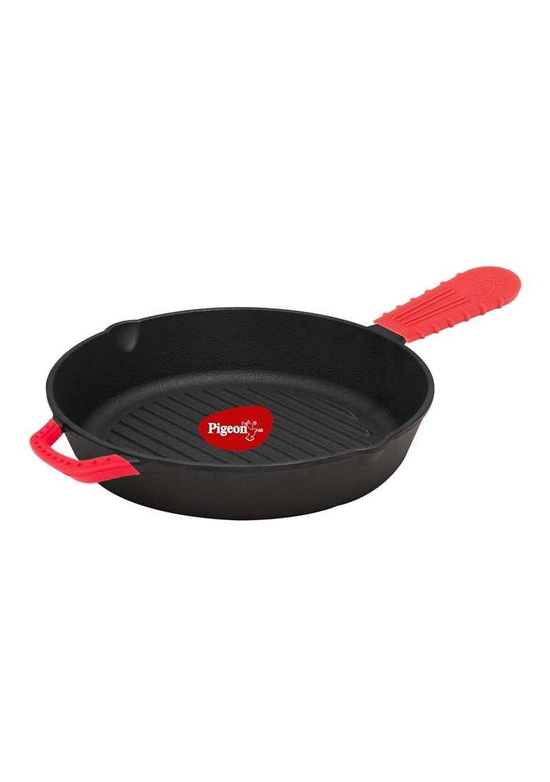Pigeon By Stovekraft Cast Iron Grill Pan | 25 cm | 9.8 Inch | Non-Toxic | Pre-Seasoned | Non-Stick - Indya