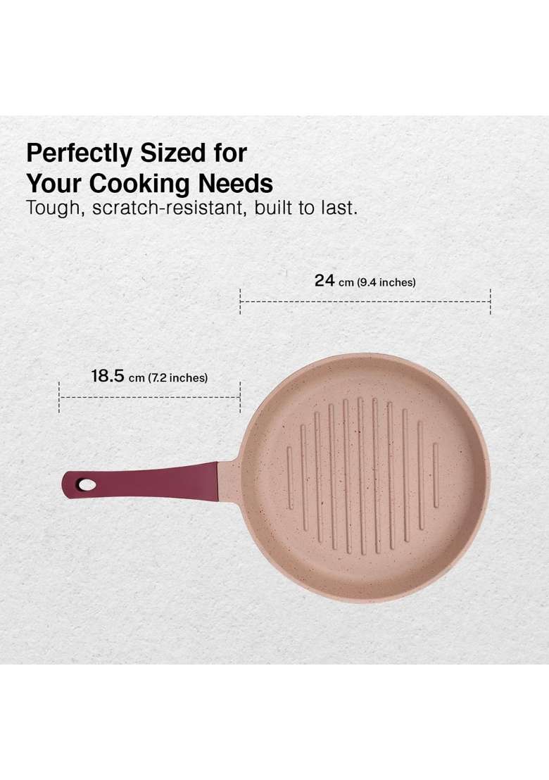 Prestige Omega Die-Cast Non-Stick Grill Pan | 24 cm | 9.4 Inch | Heavy Bottom - Indya