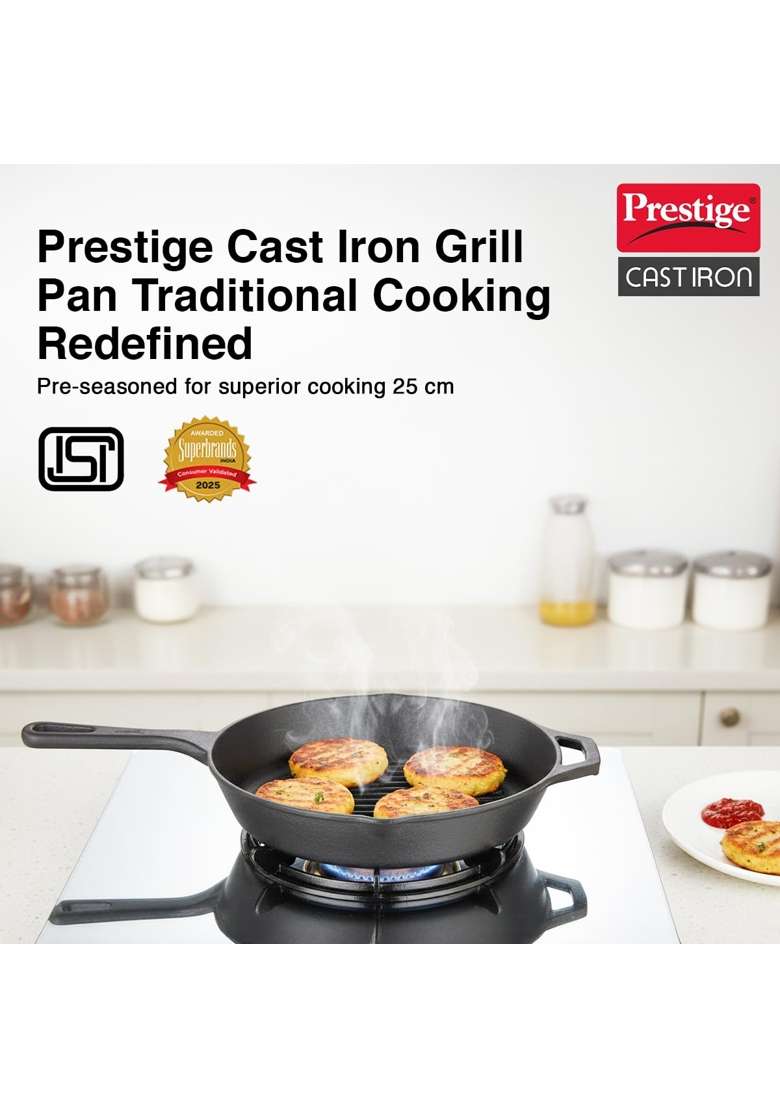 Prestige Cast Iron Grill Pan - Indya