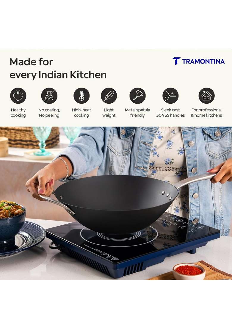 TRAMONTINA Heritage Iron Wok | 4 L | 4.2 Qt | 30 cm | 11.8 Inch - Indya