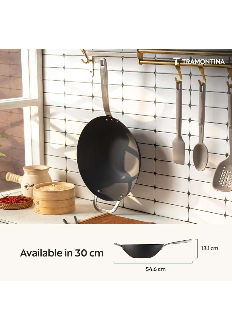 TRAMONTINA Heritage Iron Wok | 4 L | 4.2 Qt | 30 cm | 11.8 Inch - Indya