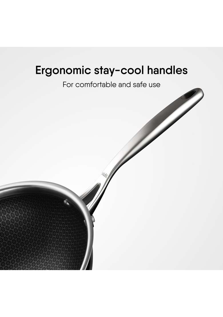 stahl Artisan Hybrid Deep Frypan | 2 L | 2.1 Qt | 22 cm | 8.7 Inch | Induction Compatible | PFOA Free | Tri-Ply - Indya