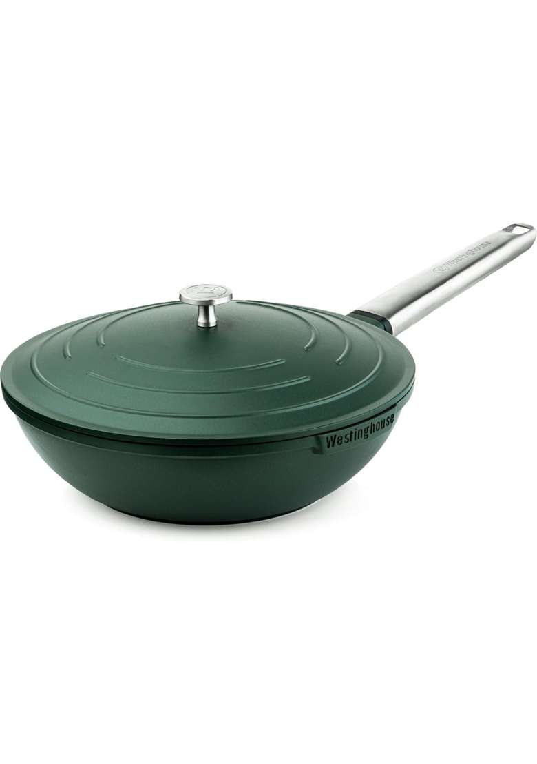 Westinghouse Performance Series Large Wok Non Stick | 28 cm | 11 Inch | Induction Compatible | With Lid - Indya