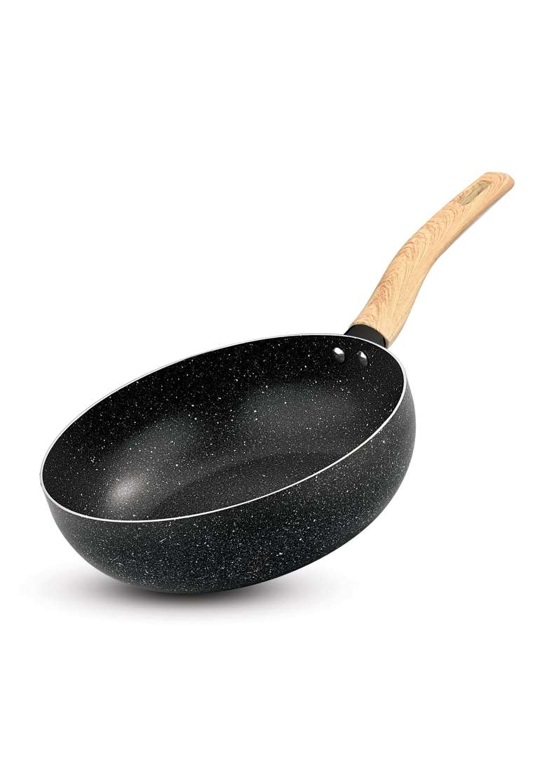BERGNER Earth Black Non-Stick Wok | 3 L | 3.2 Qt | 24 cm | 9.4 Inch | Induction Compatible - Indya