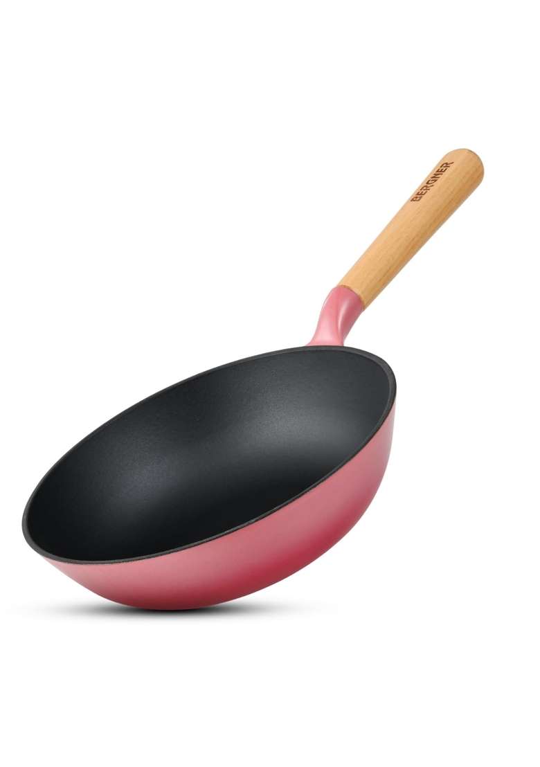 BERGNER Excalibur Lightweight Cast Iron Wok | 2 L | 2.1 Qt | 24 cm | 9.4 Inch | Induction Compatible | Non-Stick - Indya
