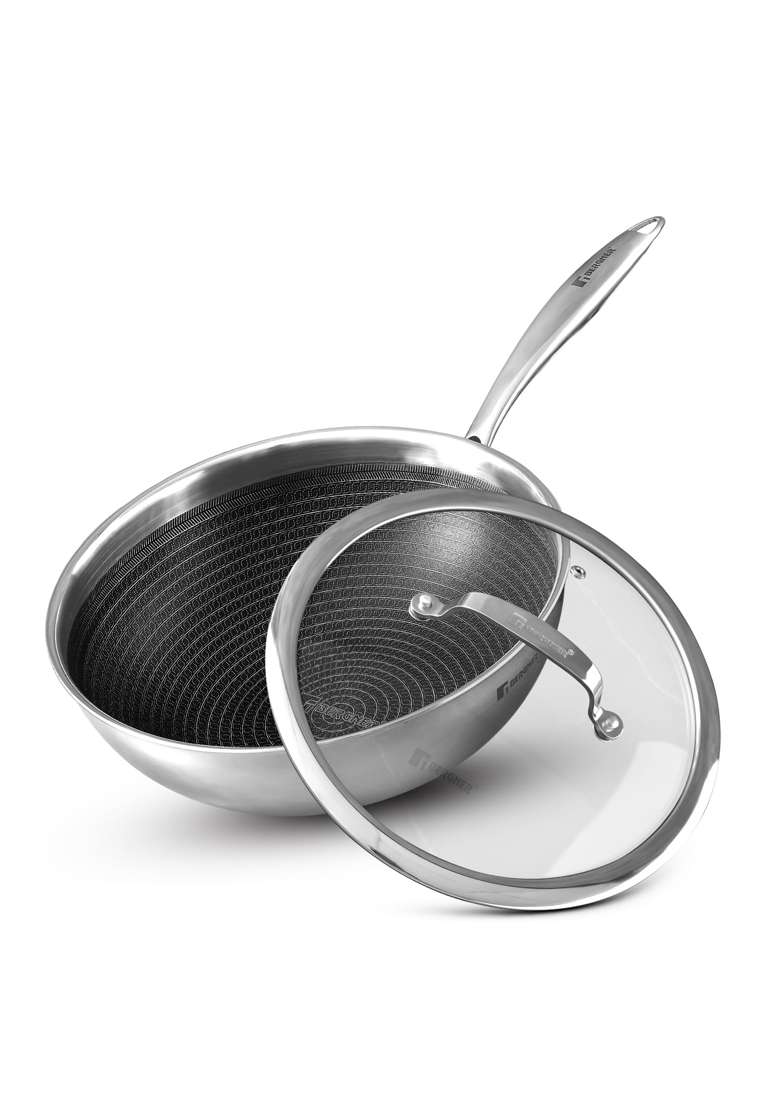 BERGNER Hi-Tech TriPly Stainless Steel | 4.5 L | 4.8 Qt | 28 cm | 11 Inch | Induction Compatible | Non-Toxic | Non-Stick | With Lid - Indya