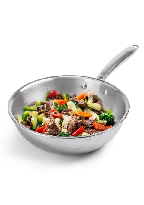 AGARO Stainless Steel Regency Triply Wok | 1.5 L | 1.6 Qt | 20 cm | 7.9 Inch | Induction Compatible