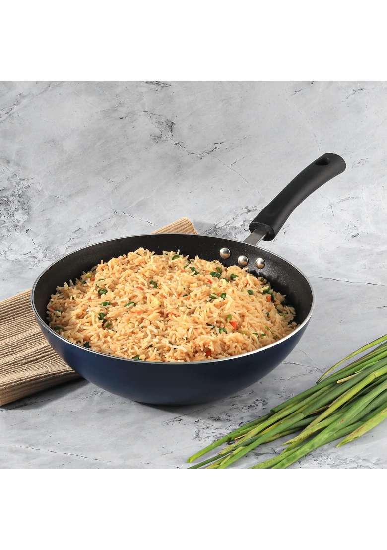 Vinod Zest Aluminium Non Stick Wok | 3 L | 3.2 Qt | 26 cm | 10.2 Inch - Indya