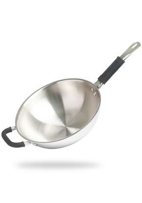 Allo Triply Stainless Steel Wok for Deep Fry Stir Fry Dry Veg Sauté Wok | 4.5 L | 4.8 Qt | 28 cm | 11 Inch | Induction Compatible | Non-Stick