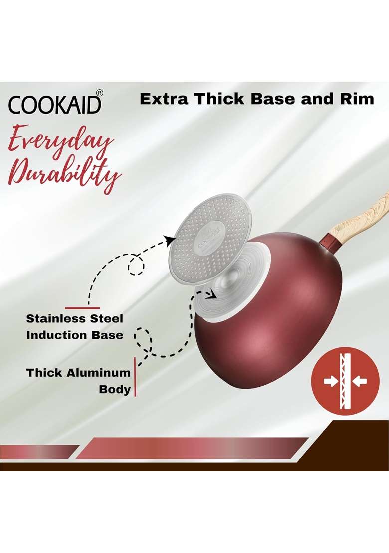 COOKAID Wok Pan Woks for Cooking | 24 cm | 9.4 Inch | Induction Compatible | Non-Stick - Indya