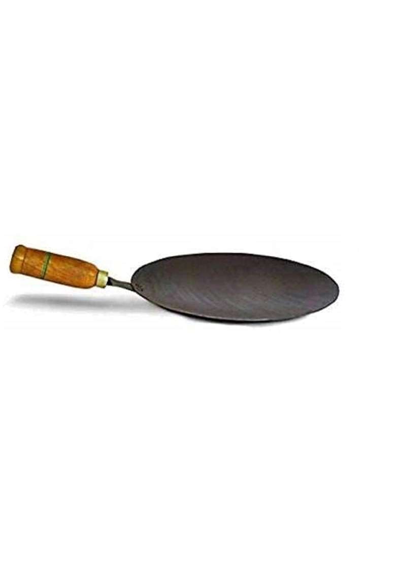 RJ kitchenware Store Iron Tawa Flat Griddle for Chapati Tawa Dosa Fry Tawa with Wooden Handle Handmade Loha Iron - Indya
