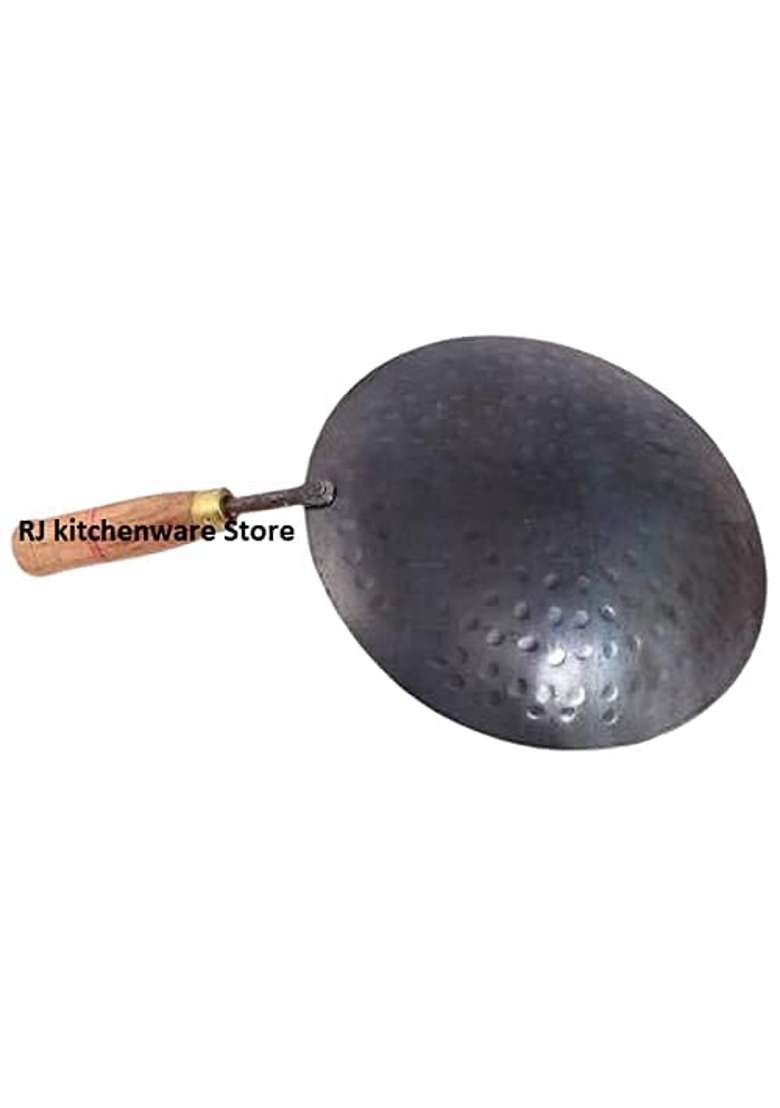 RJ kitchenware Store Iron Tawa Flat Griddle for Chapati Tawa Dosa Fry Tawa with Wooden Handle Handmade Loha Iron - Indya