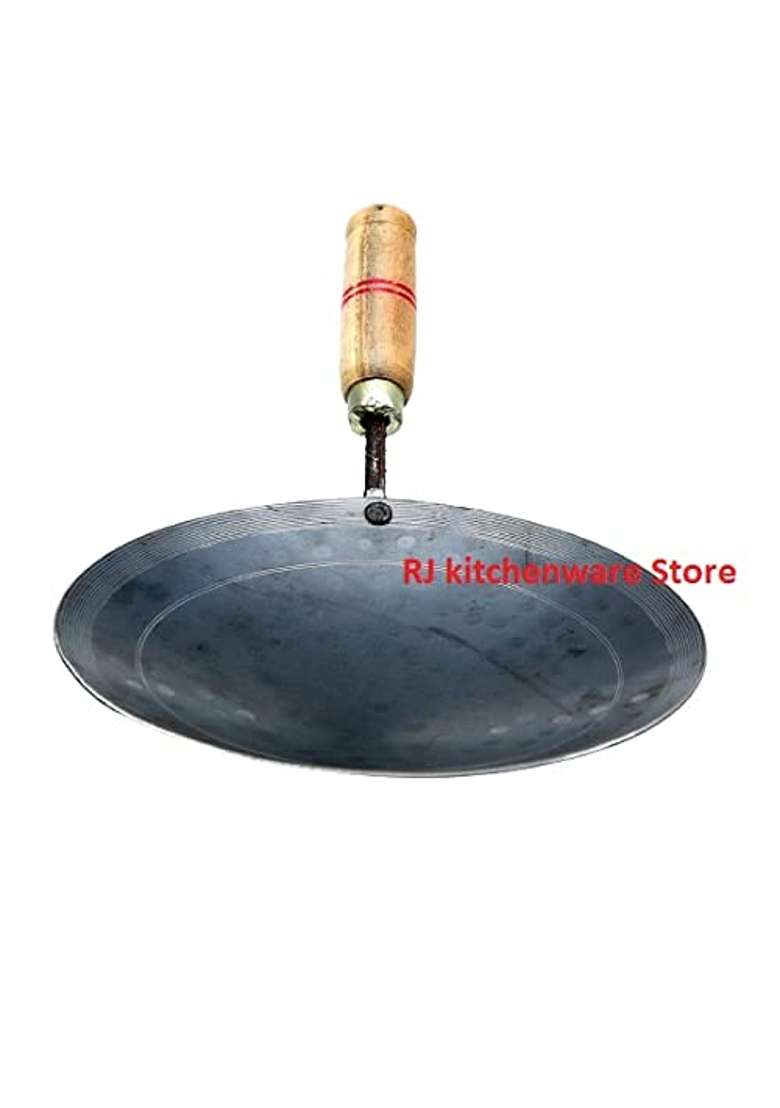 RJ kitchenware Store Iron Tawa Flat Griddle for Chapati Tawa Dosa Fry Tawa with Wooden Handle Handmade Loha Iron - Indya