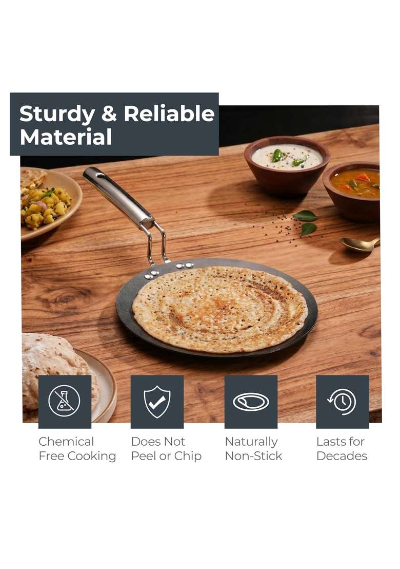 Lifelong Carbon Steel Iron | 25 cm | 9.8 Inch | Induction Compatible | Non-Stick - Indya