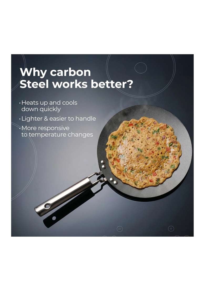 Lifelong Carbon Steel Iron | 25 cm | 9.8 Inch | Induction Compatible | Non-Stick - Indya