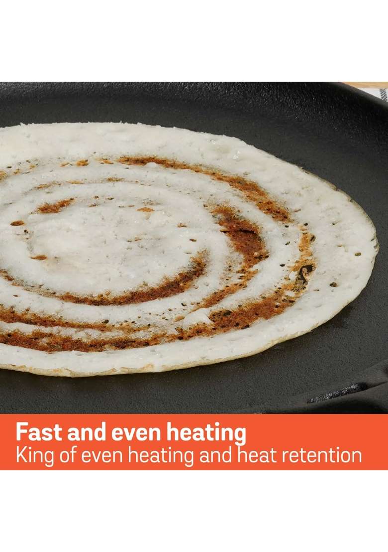 Meyer Pre-Seasoned Cast Iron Flat Dosa | 28 cm | 11 Inch | Induction Compatible - Indya