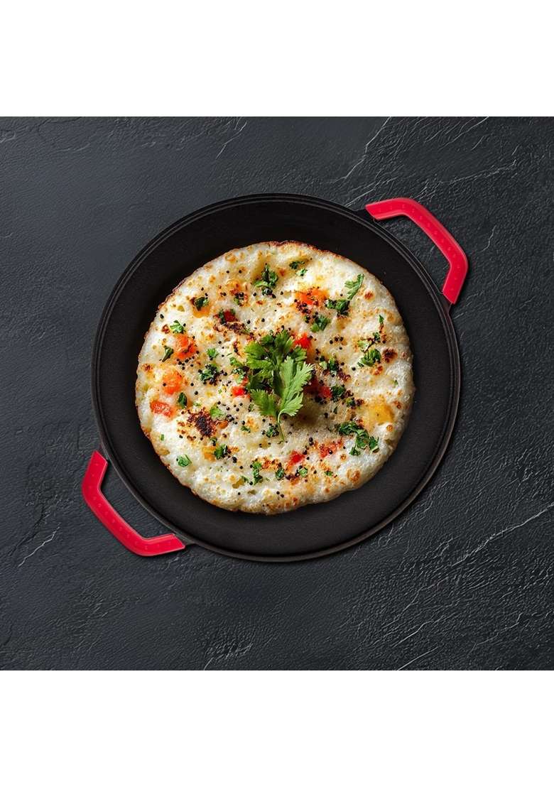 Pigeon Pre-Seasoned Cast Iron Tawa Flat Griddle | 30 cm | 11.8 Inch | Induction Compatible | Non-Toxic | Non-Stick - Indya