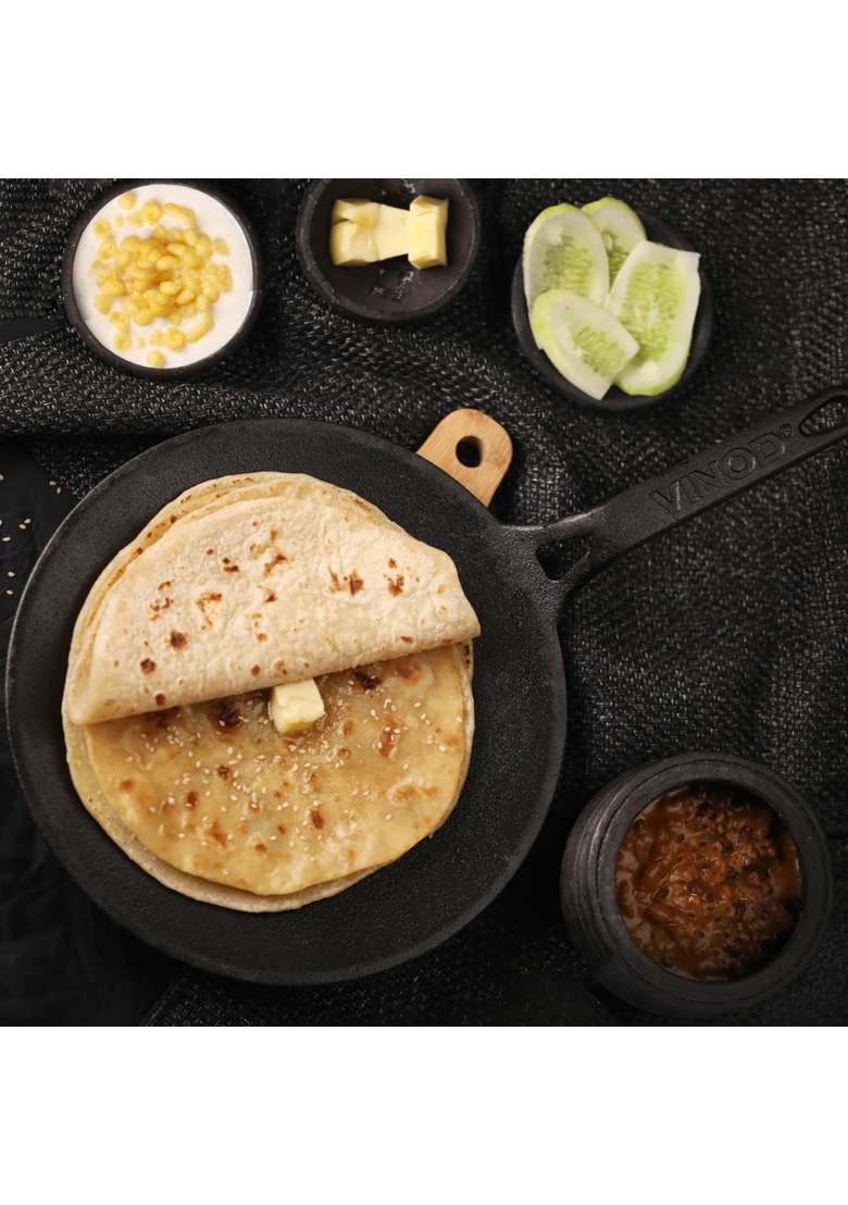 Vinod Legacy Cast Iron Roti Tawa Flat Griddle | 26 cm | 10.2 Inch | Non-Toxic | Pre-Seasoned | Rust Resistant - Indya