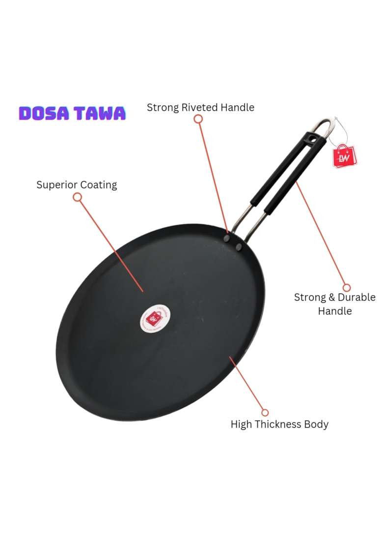 LAZYwindow Iron Tawa and Deep Kadhai Wok Set | Pack of 3 | Induction Compatible - Indya
