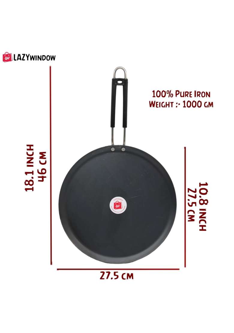 LAZYwindow Iron Tawa and Deep Kadhai Wok Set | Pack of 3 | Induction Compatible - Indya