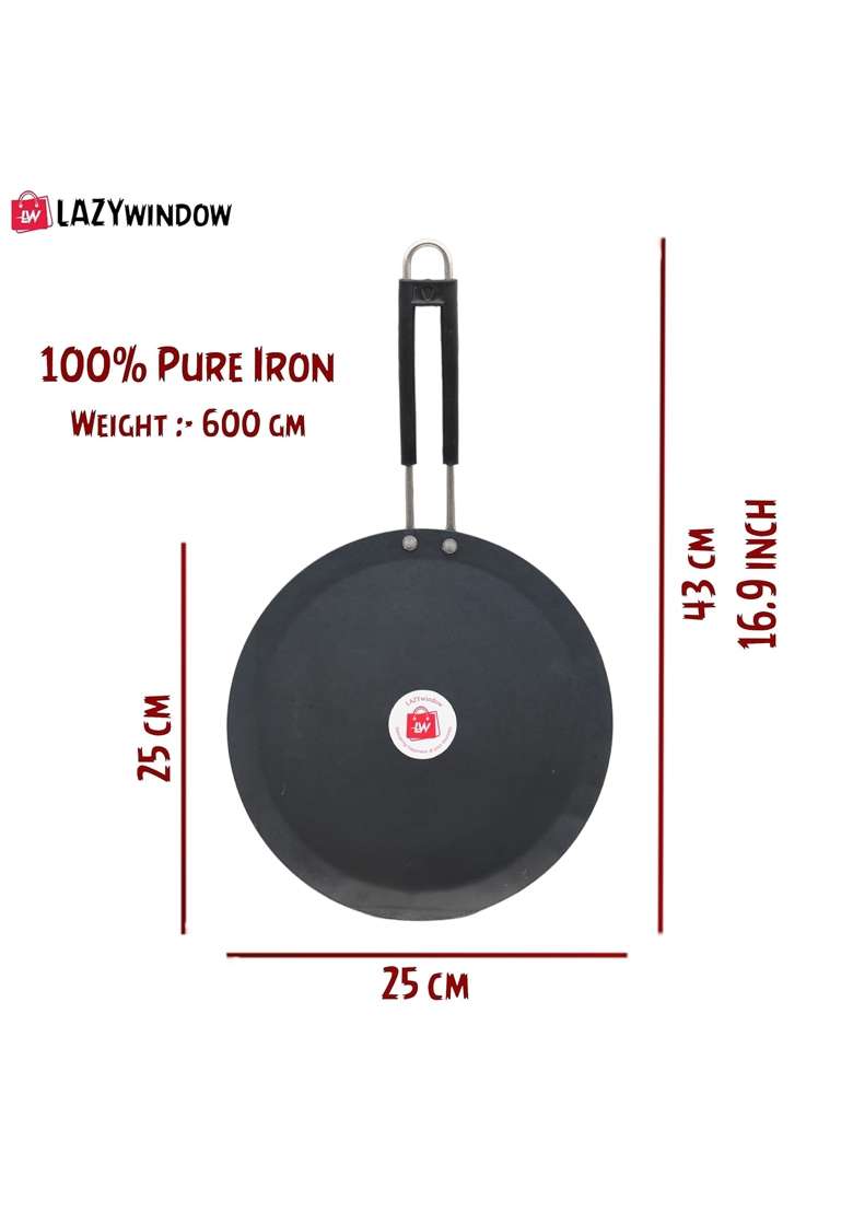 LAZYwindow Iron Tawa Flat Griddle Combo Pack | Induction Compatible - Indya