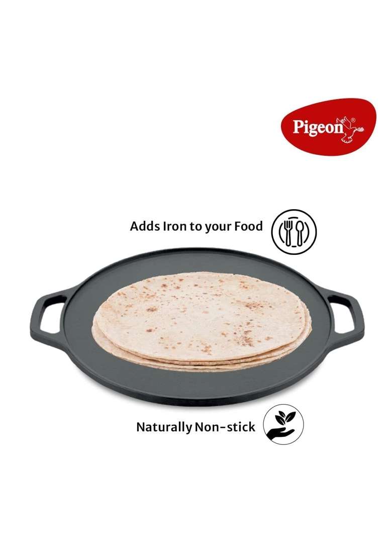 Pigeon Long Lasting Cast Iron Flat Tawa Flat Griddle | Non-Stick - Indya