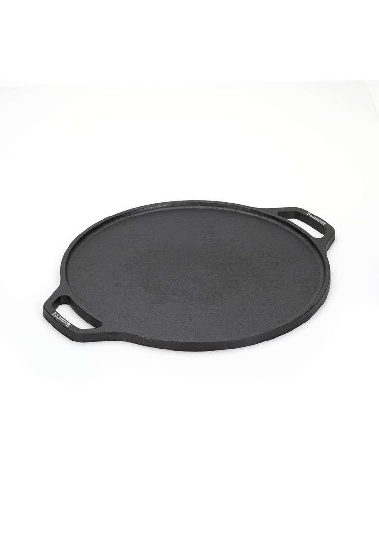 Sumeet Pre Seasoned Heavy Weight Cast Iron Flat Dosa Tawa Dosa Pan | 30 cm | 11.8 Inch | Induction Compatible - Indya