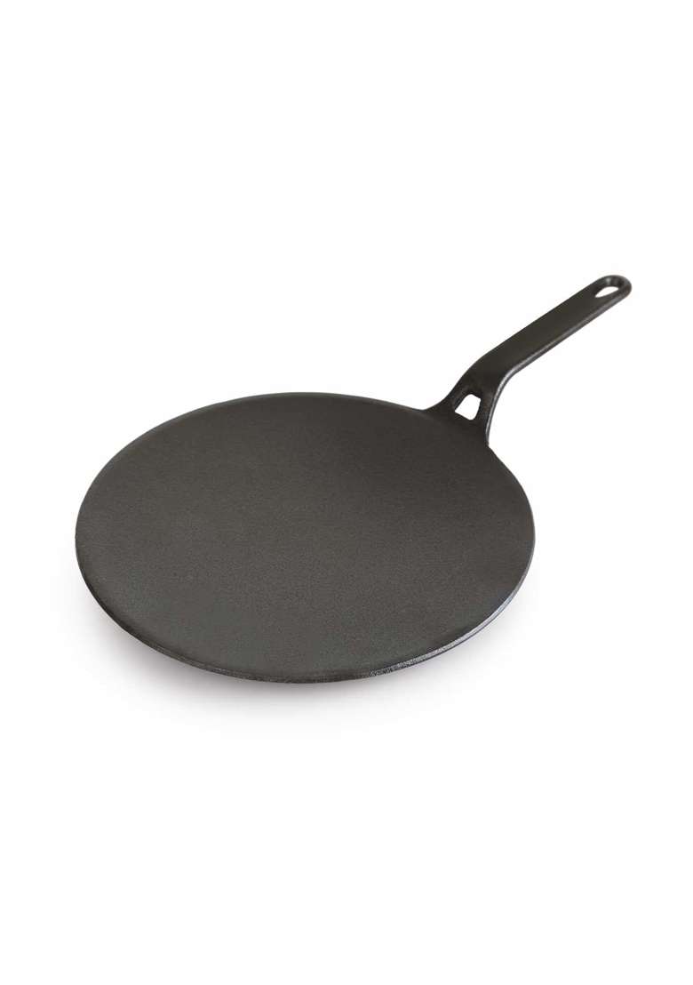 CELLO Ironica Pre-Seasoned Cast Iron Roti Tawa Flat Griddle with Stick Handle | 26 cm | 10.2 Inch | Induction Compatible | Non-Toxic - Indya