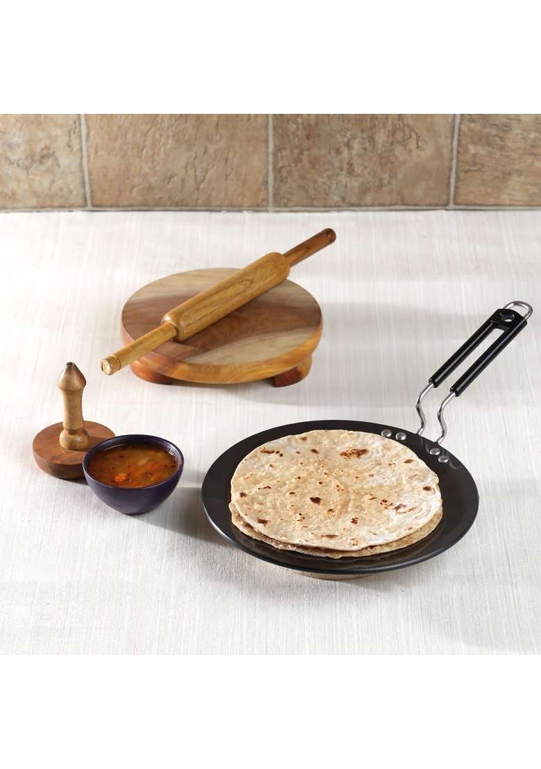Vinod Black Pearl Hard Anodised Tawa Flat Griddle | 26.5 cm | 10.4 Inch | Non-Toxic - Indya