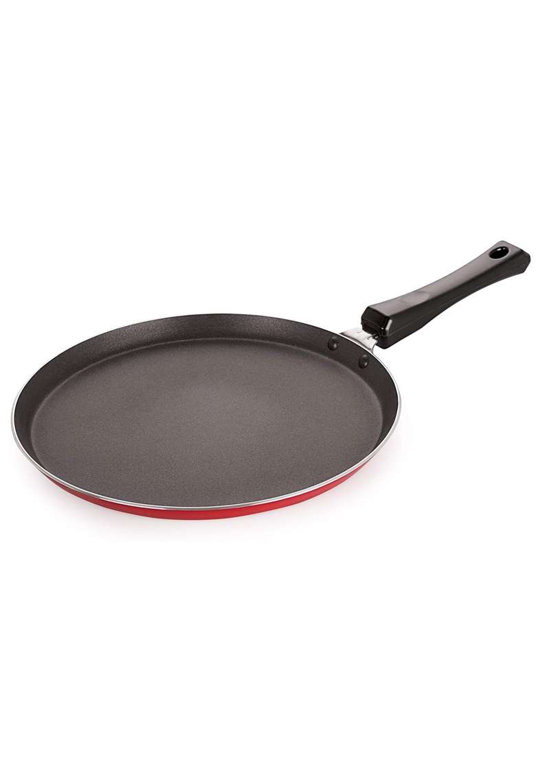 NIRLON Aluminum Non Stick Flat Dosa Tawa Dosa Pan with Bakelite Handle | 24 cm | 9.4 Inch - Indya