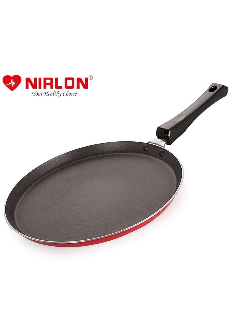 NIRLON Aluminum Non Stick Flat Dosa Tawa Dosa Pan with Bakelite Handle | 24 cm | 9.4 Inch - Indya