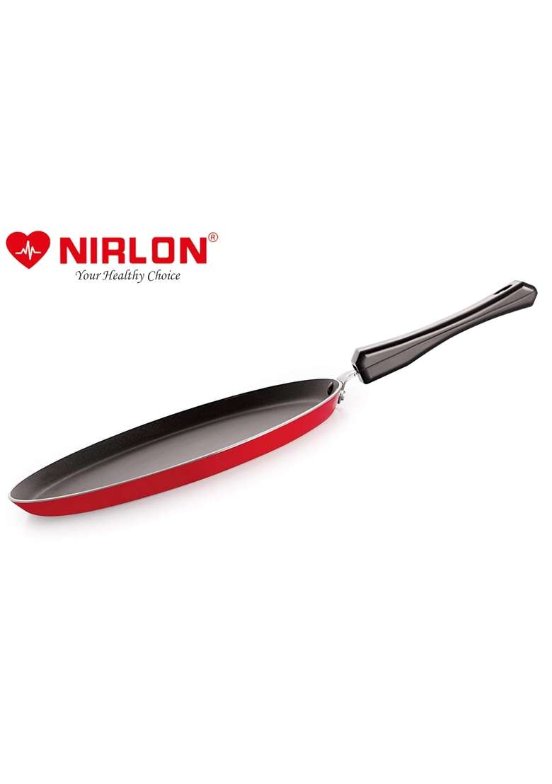 NIRLON Aluminum Non Stick Flat Dosa Tawa Dosa Pan with Bakelite Handle | 24 cm | 9.4 Inch - Indya