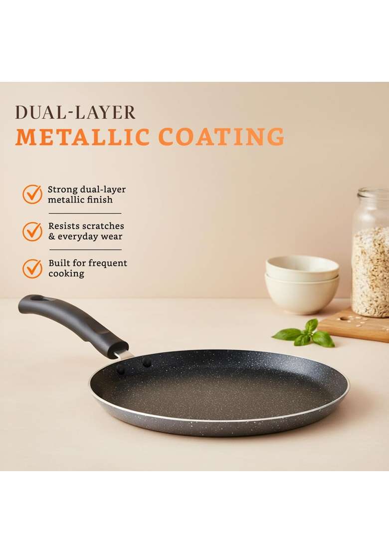 Solimo Amazon Brand Solimo Granite Dosa Tawa Dosa Pan | 30 cm | 11.8 Inch | Induction Compatible | Dishwasher Safe | Non-Stick - Indya