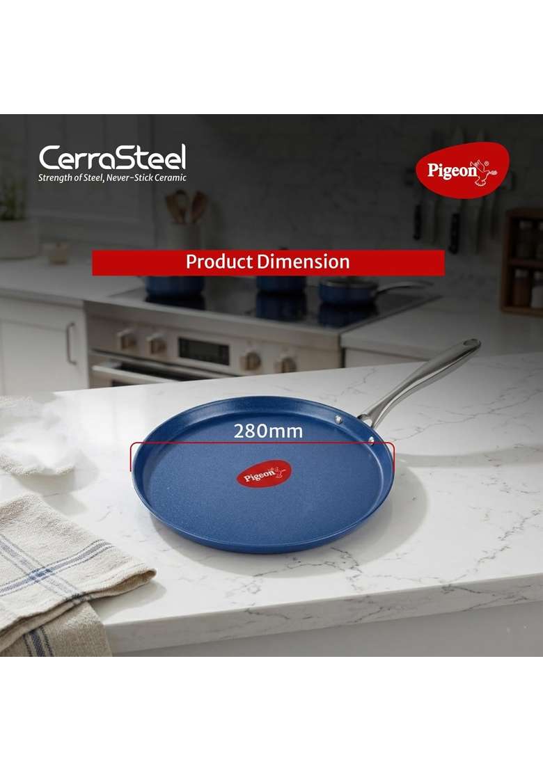 Pigeon Cerrasteel Ceramic Tawa Flat Griddle | 28 cm | 11 Inch | Non-Stick - Indya