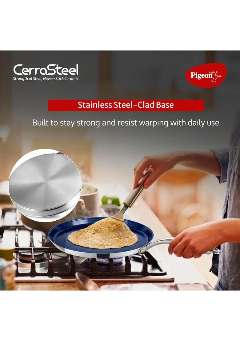 Pigeon Cerrasteel Ceramic Tawa Flat Griddle | 28 cm | 11 Inch | Non-Stick - Indya