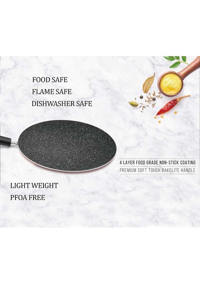 MILTON Pro cook Granito Induction Non-Stick Concave Tawa Flat Griddle | 28 cm | 11 Inch - Indya