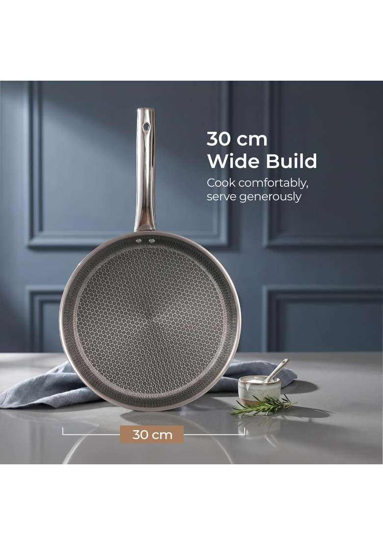 Lifelong Triply Honeycomb Dosa Tawa Dosa Pan for Kitchen | 30 cm | 11.8 Inch | Induction Compatible | Non-Stick - Indya