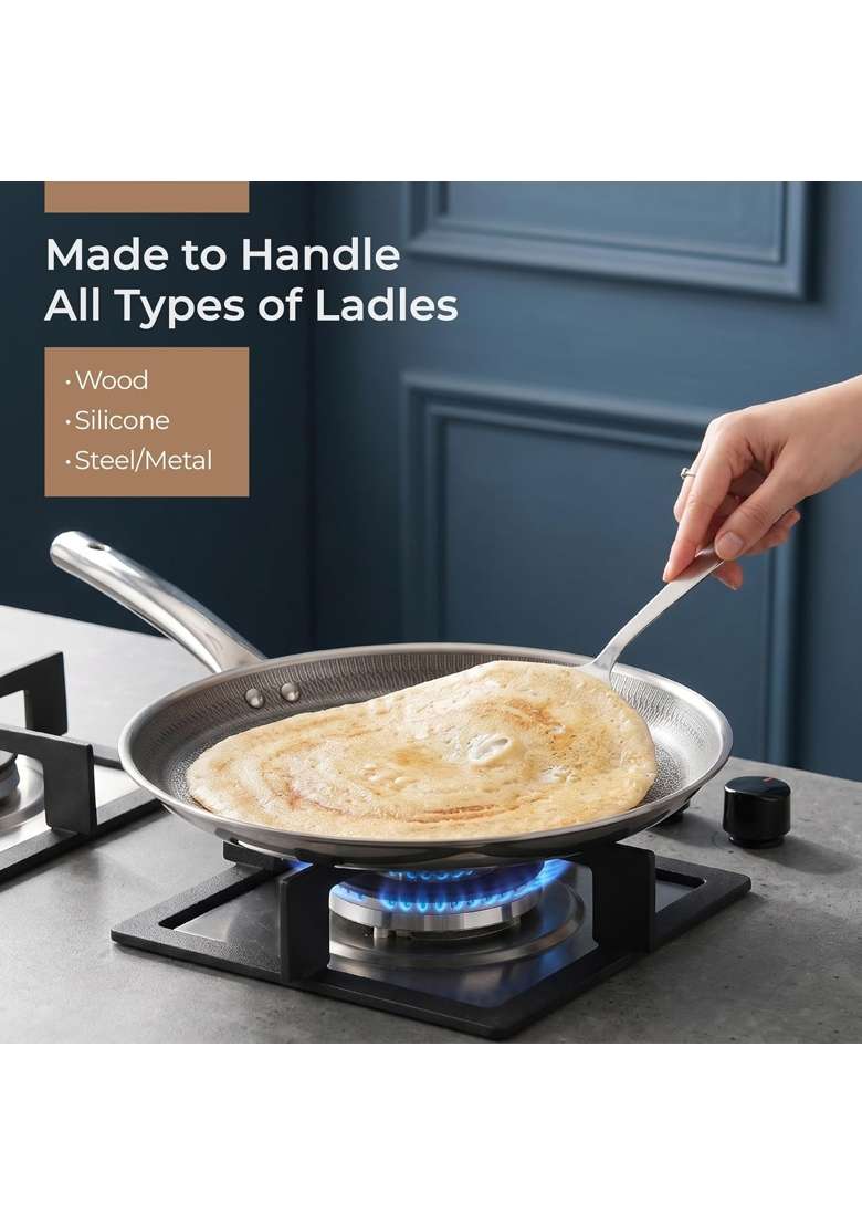 Lifelong Triply Honeycomb Dosa Tawa Dosa Pan for Kitchen | 30 cm | 11.8 Inch | Induction Compatible | Non-Stick - Indya