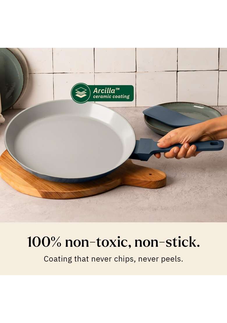 Ember Cookware Arcilla Ceramic Non Stick Tawa Flat Griddle | 28 cm | 11 Inch | Non-Toxic - Indya