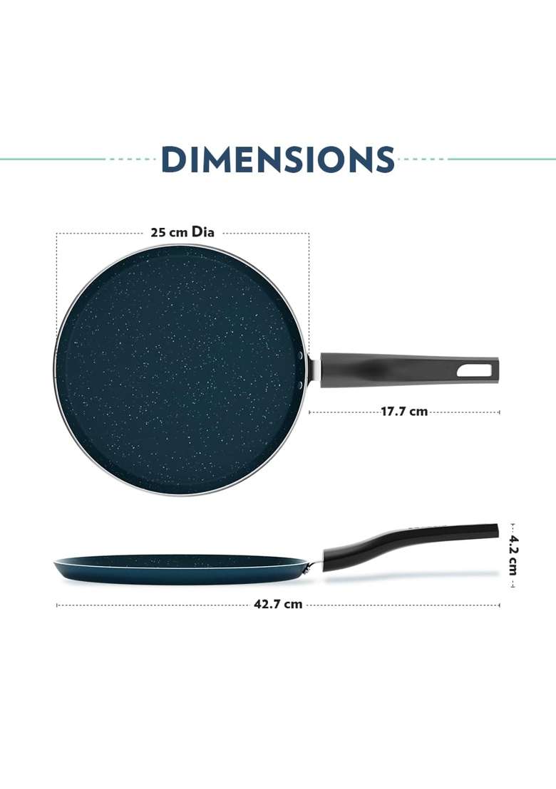 Borosil ProChef Non-Stick Aluminum Flat Tawa Flat Griddle | 25 cm | 9.8 Inch | Dishwasher Safe | PFOA Free - Indya