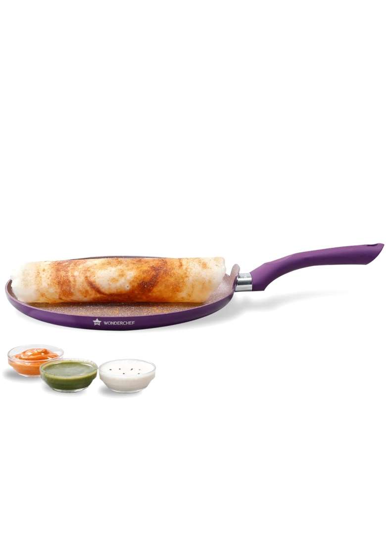 Wonderchef Royal Velvet Non-Stick Dosa Tawa Dosa Pan for Kitchen | 28 cm | 11 Inch | Induction Compatible | PFOA Free | Non-Toxic - Indya